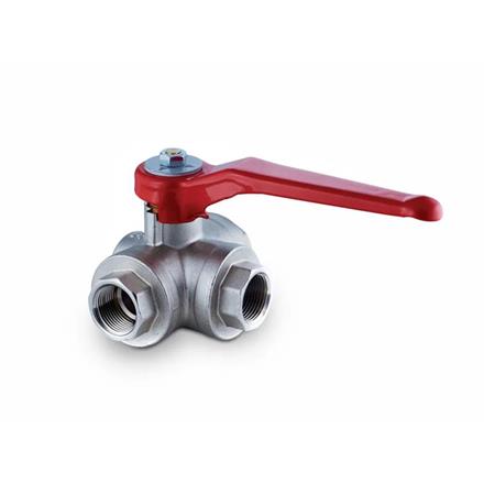 Vanne à boisseau sphérique à trois voies avec passage en T 1½" int.