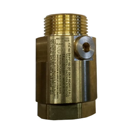 Antideflagrante in linea 1" F - ½" F + 1" M - EN16852, G IIB3/II G IIA