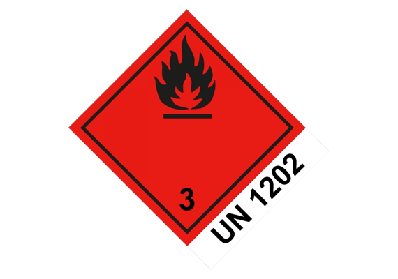 Etichetta di pericolo classe 3 UN1202, 110 x 120 mm