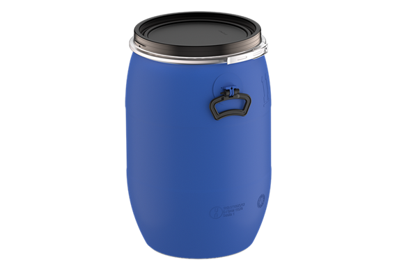 Fusto a collo largo PE-HD da 220 lt con due maniglie  UN 1H2/X105/S/
