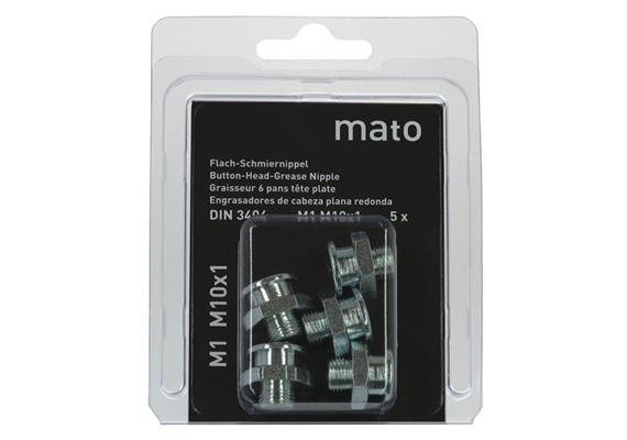 Ingrassatore a testa piatta M1 M8x1, acciaio zincato - ø 16 mm - esagonale 17 - UDV 5 pz.