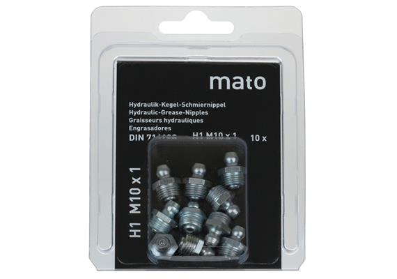 Ingrassatore conico H1 M10x1 in acciaio zincato - esagonale 11 - UDV 10 pz.