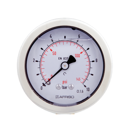 Manometro con glicerina assiale ¼" maschio, 0-25 bar, ø 63 mm