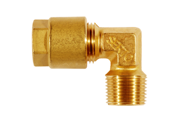 Raccordo a gomito maschio Serto 10 - 1/4" in ottone
