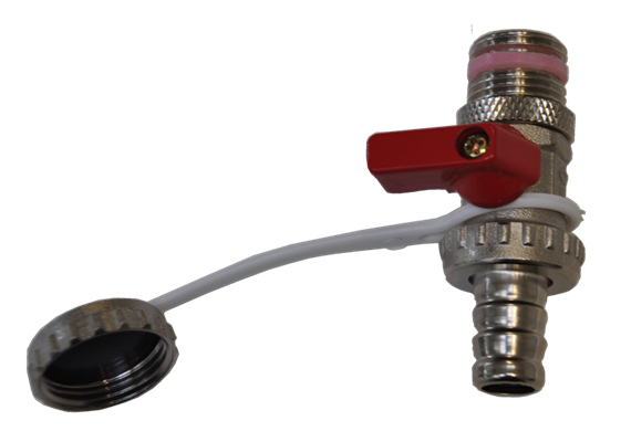 Rubinetto a sfera di spurgo con portagomma DN16 - ½" maschio