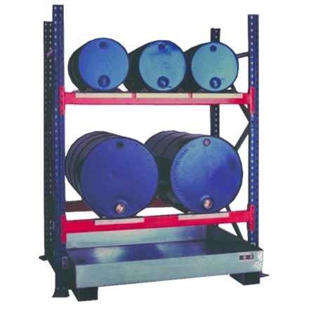 Scaffale per 3 fusti di 60 l e 2 di 200 l