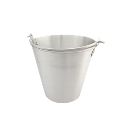 Secchio in alluminio da 7 litri, ø base 15,5 cm, ø sopra 24 cm, altezza 26 cm