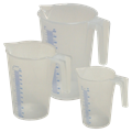 Set di misurini in plastica per liquidi, tipo J-PP 0.5 + 1.0 + 2.0 litri - UDV 12 pz.