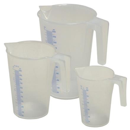 Set di misurini in plastica per liquidi, tipo J-PP 0.5 + 1.0 + 2.0 litri - UDV 12 pz.