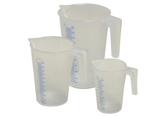 Set di misurini in plastica per liquidi, tipo J-PP 0.5 + 1.0 + 2.0 litri