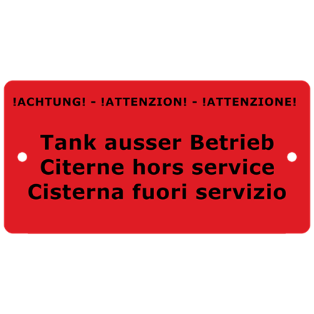 Targhetta in alluminio, 100 x 50 mm " Cisterna fuori servizio "