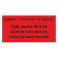 Targhetta in alluminio, 100 x 50 mm " Cisterna fuori servizio "
