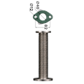 Tubo ondulato 290 mm DN40, flangia ovale interasse fori 82 mm x flangia triangolare DN40