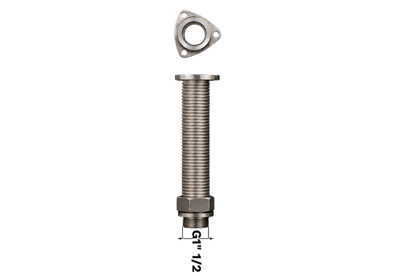 Tubo ondulato DN40 1½" maschio x flangia triangolare DN40