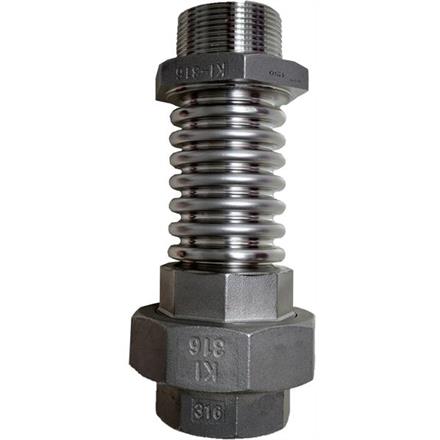 Tubo ondulato inox 1½" maschio x 170 mm con raccordo
