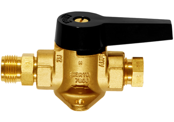 Valvola Serto di passaggio con collegamento conico 60° 8 - 1/4" in ottone