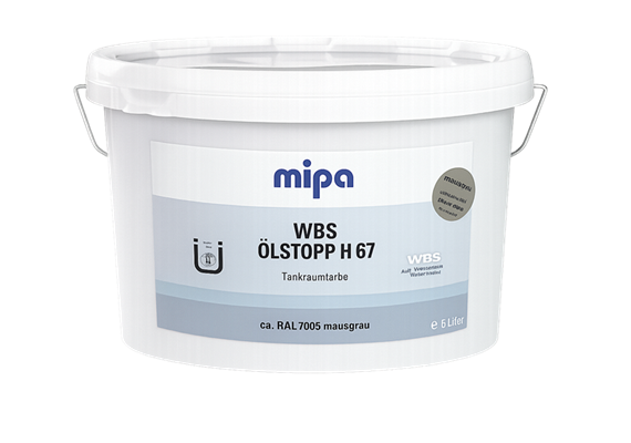 Vernice per locali serbatoi Mipa WBS Ölstop H 67, RAL 7040, secchio da 5 litri